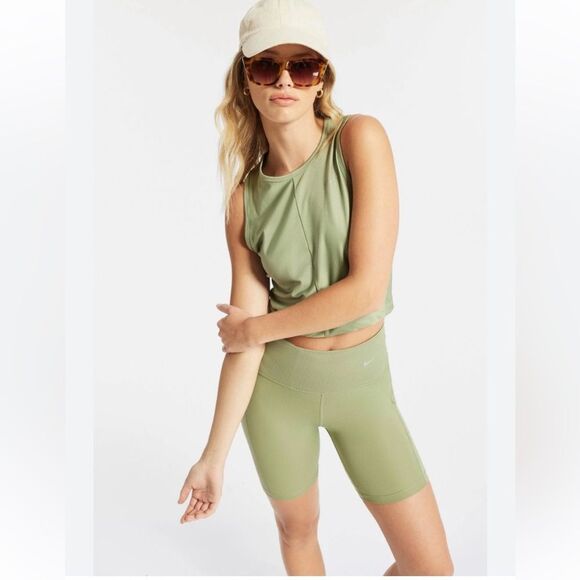 Nike Shorts Bike 7” Running Pocket Ribbed Panel Dri Fit Athletic Pistachio M - Picture 8 of 15